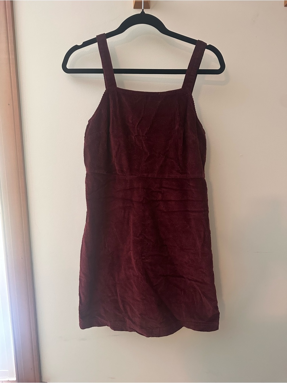 American Eagle Outfitters Corduroy Square-Neck Mini Dress in Wine